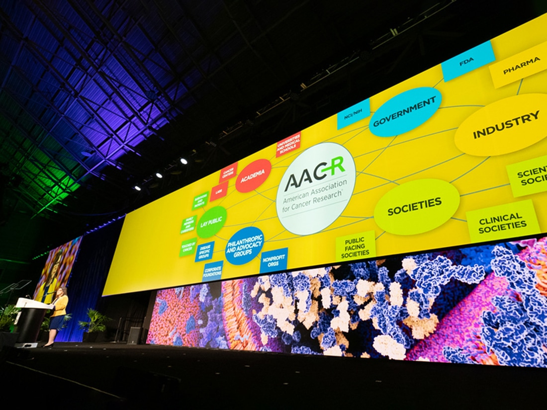 AACR CEO Margaret Foti at the AACR Annual Meeting opening ceremony.
